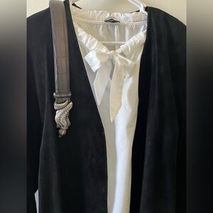 Lord & Taylor Elegant Black Women's Suede open Front Jacket Sz 8 NWT